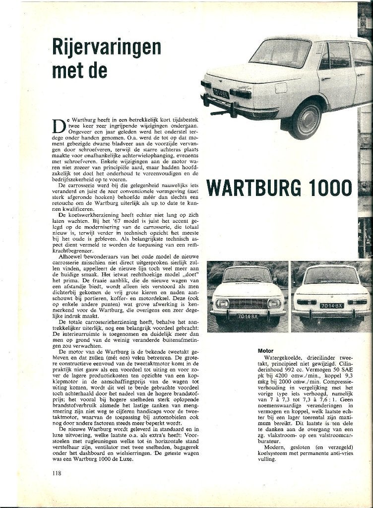 Autokampioen test Wartburg 1000 1967, Ophalen of Verzenden, Gelezen, Overige merken