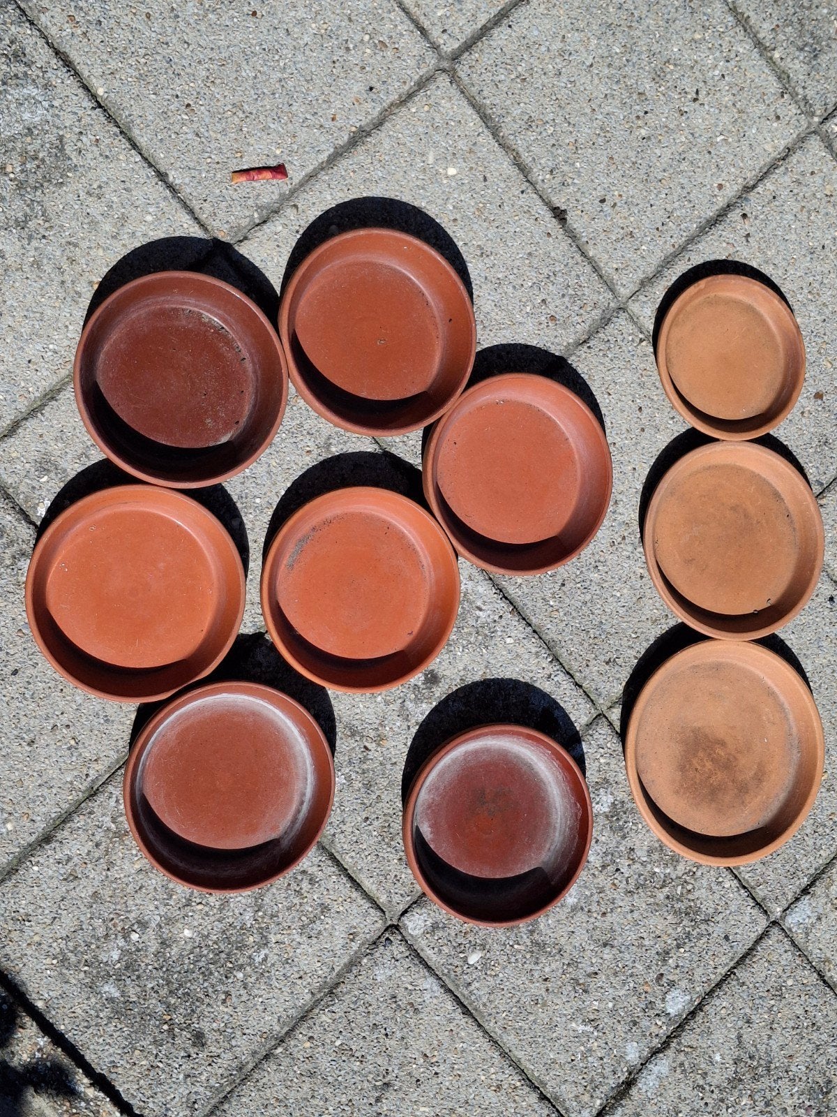 10 Terracotta plantenschotels- diverse maten, Tuin en Terras, Ophalen, Rond, Binnen, Terracotta