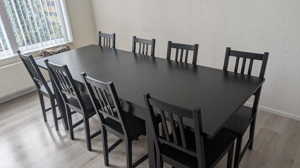 8x IKEA Stefan eetkamerstoelen, Huis en Inrichting, Stoelen, Ophalen, Gebruikt, Zwart, Modern, ikea.