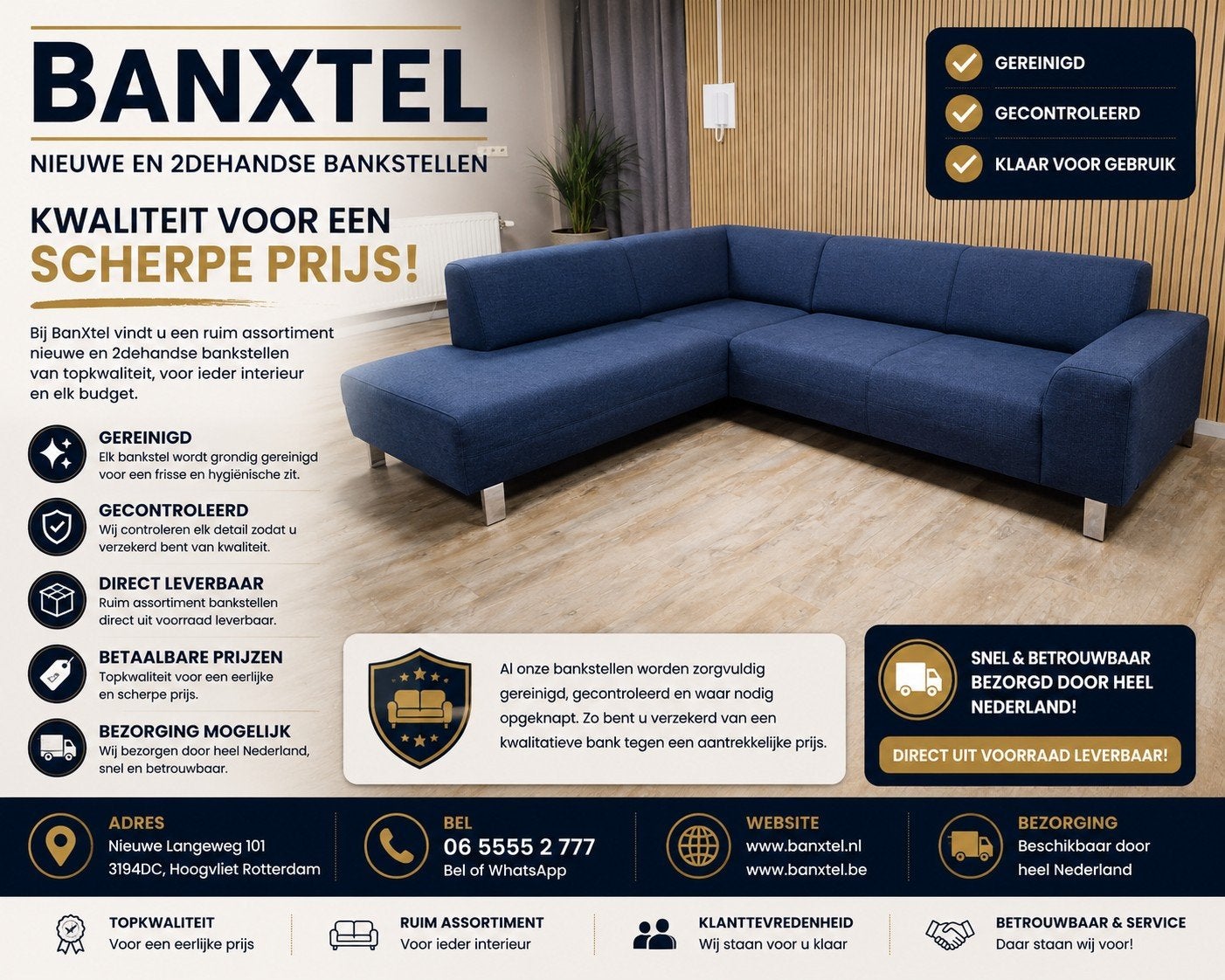 Zeer Mooie Blauwe MONTEL HOEKBANK, Info@banxtel.nl, Hoekbank, Hoekbank, Ophalen of Verzenden