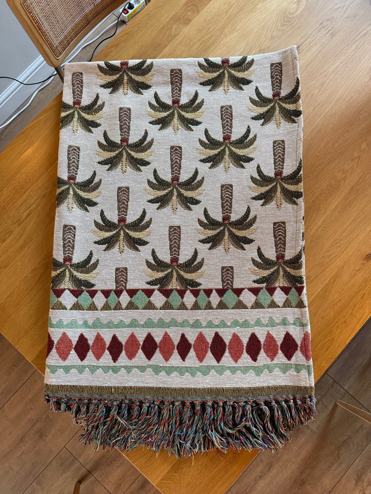 Plaid sprei deken van sissy boy met palmboomprint, Beige, Zo goed als nieuw, 150 tot 200 cm, Rechthoekig