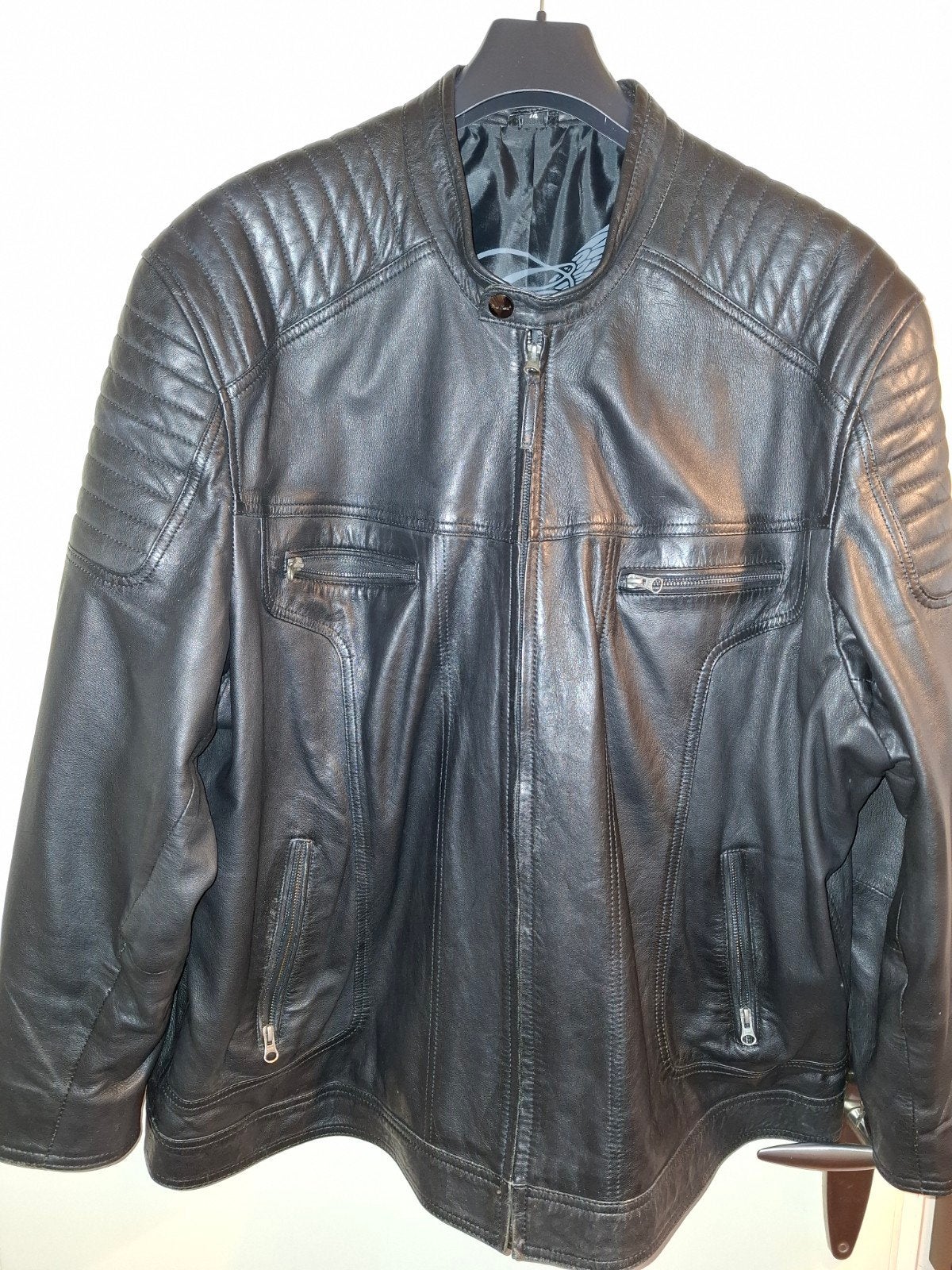 Zwart leren bikerjack, Kleding | Heren, Ophalen of Verzenden, Gedragen, Overige maten, Zwart