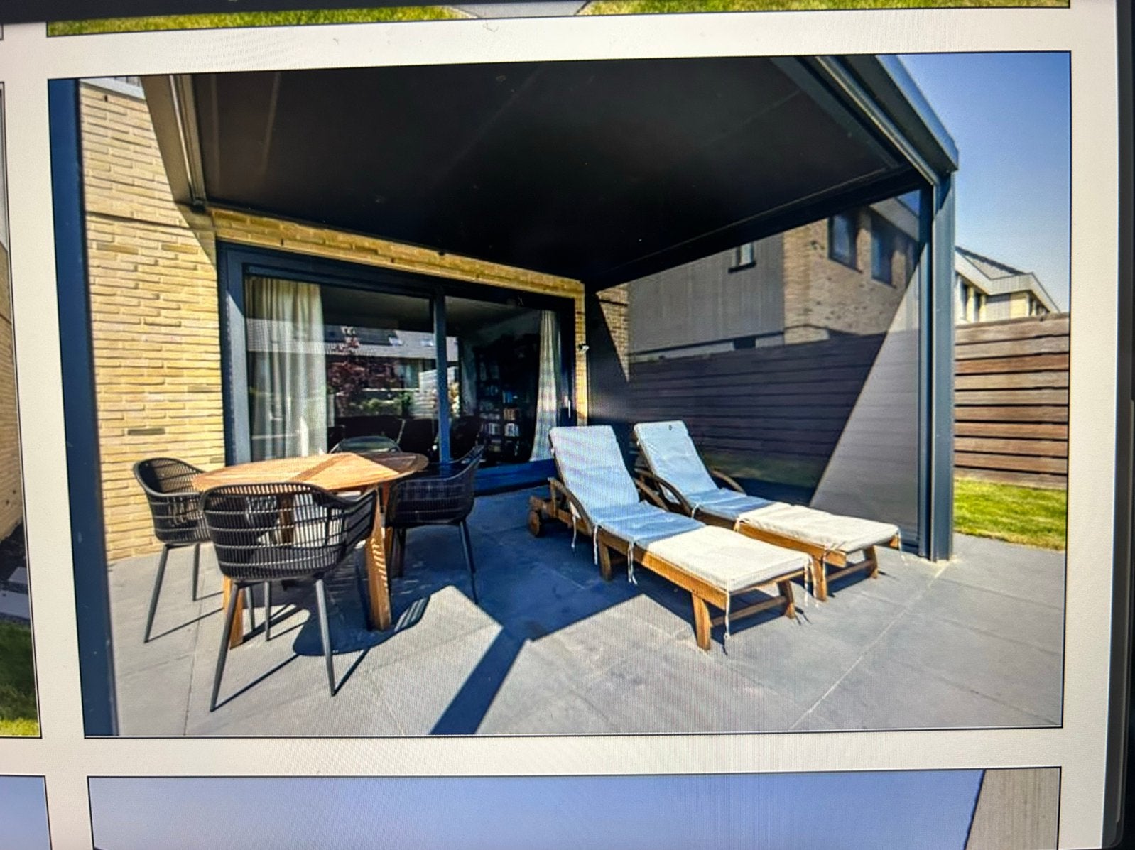 2 tuin ligbedden, kussens en regenhoesjes, Tuin en Terras, Ligbedden, Ophalen, Gebruikt, Hout, Inklapbaar