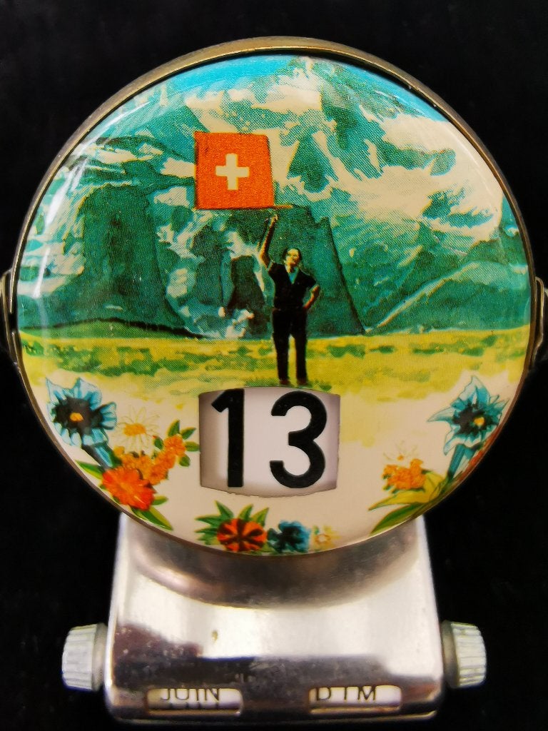 Vintage Eeuwigdurende kalender Zwitserland wapenschilden, Ophalen of Verzenden