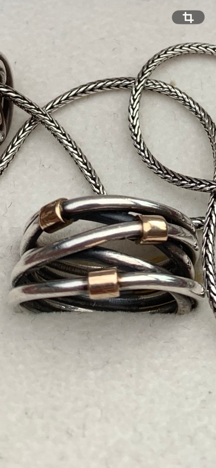 Pandora ring zilver met goud, maat 18/56, Sieraden, Tassen en Uiterlijk, Ophalen of Verzenden, Zo goed als nieuw, 17 tot 18, Dame