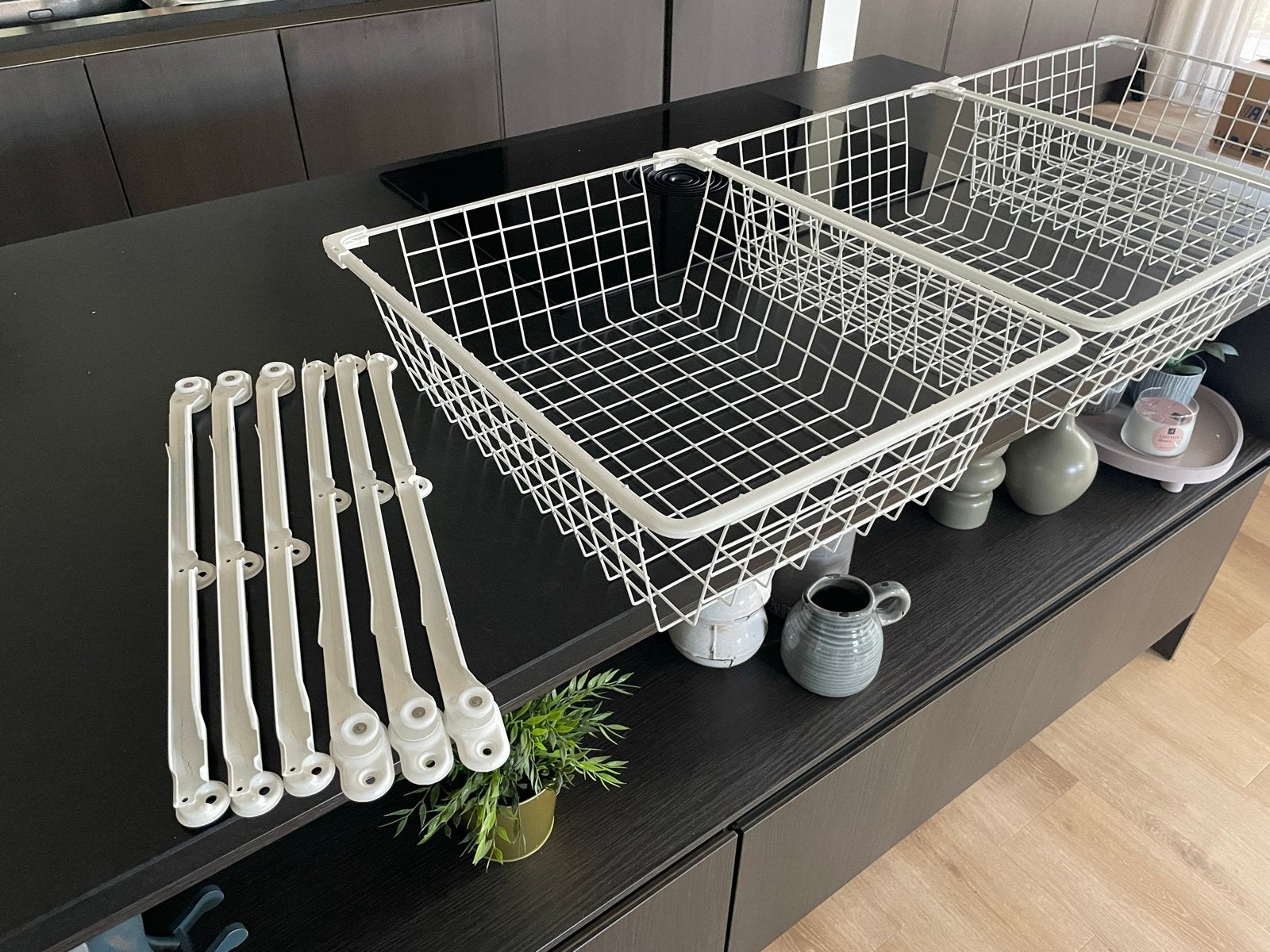 IKEA KOMPLEMENT Draadmanden met Uittrekrails (3 stuks), Ophalen, Zo goed als nieuw