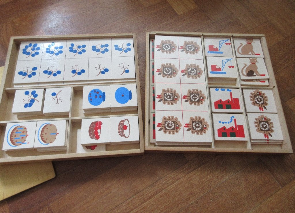 2 x set van Montessori Nienhuis : telkaarten + classificatie, Ophalen of Verzenden, Gebruikt, Puzzelen