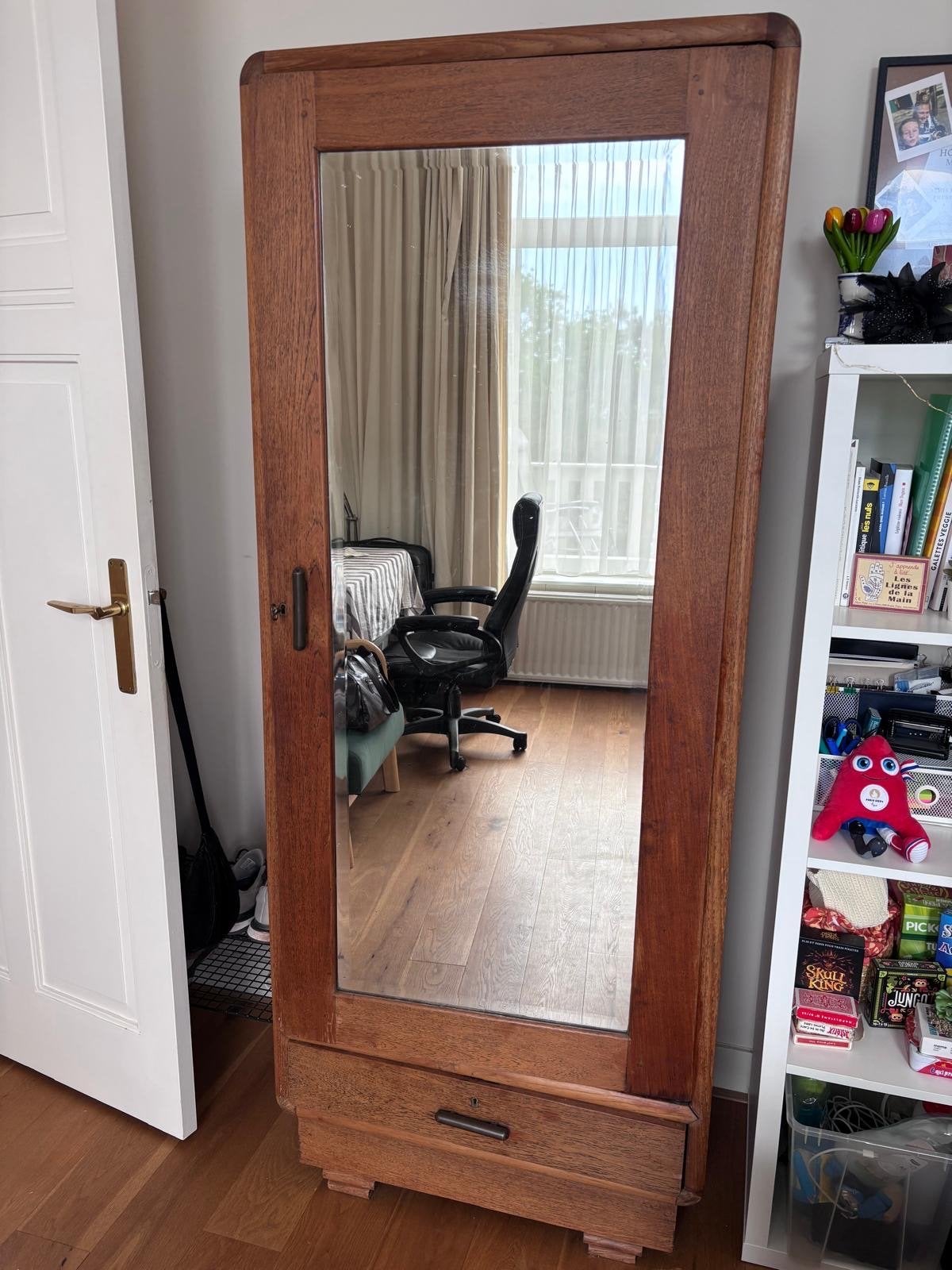 Teakhouten kledingkast met spiegel en lades - DIY project, Ophalen