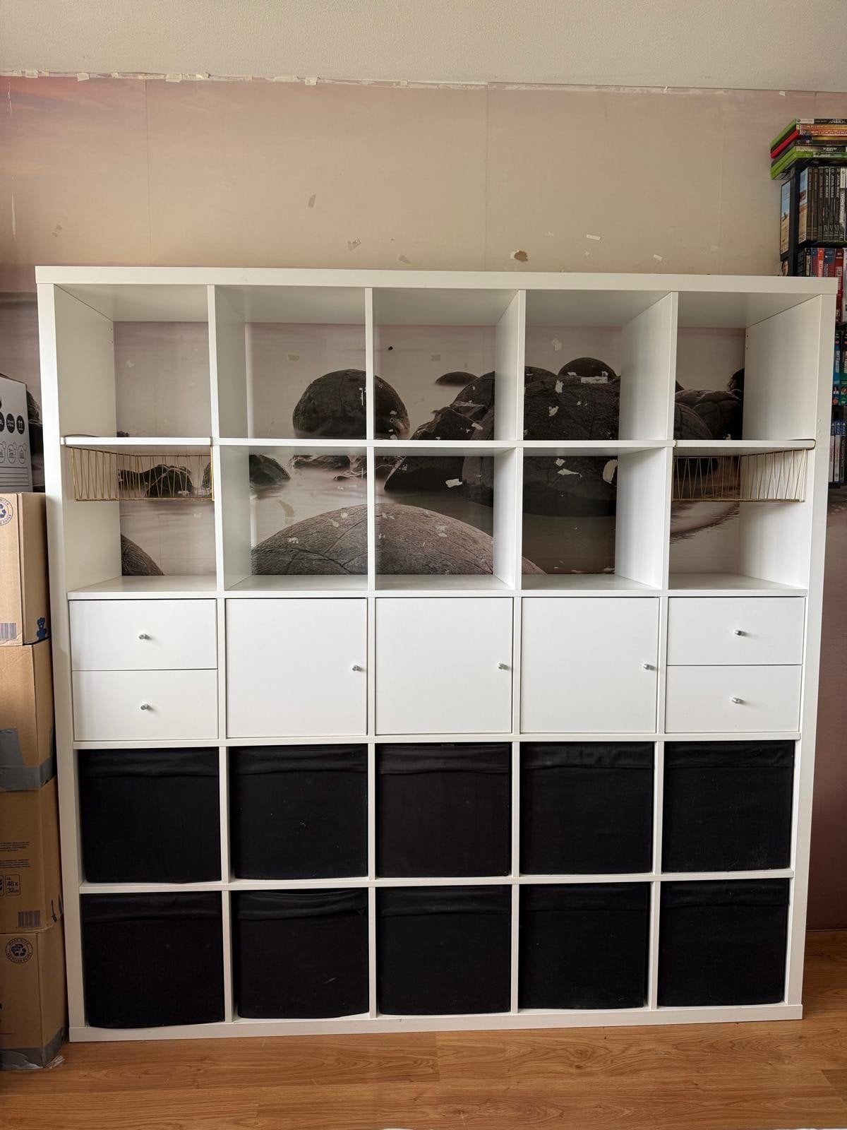 Ikea Kallax Kast Wit 5 x 5 met deurtjes en lades., Huis en Inrichting, Ophalen, Gebruikt