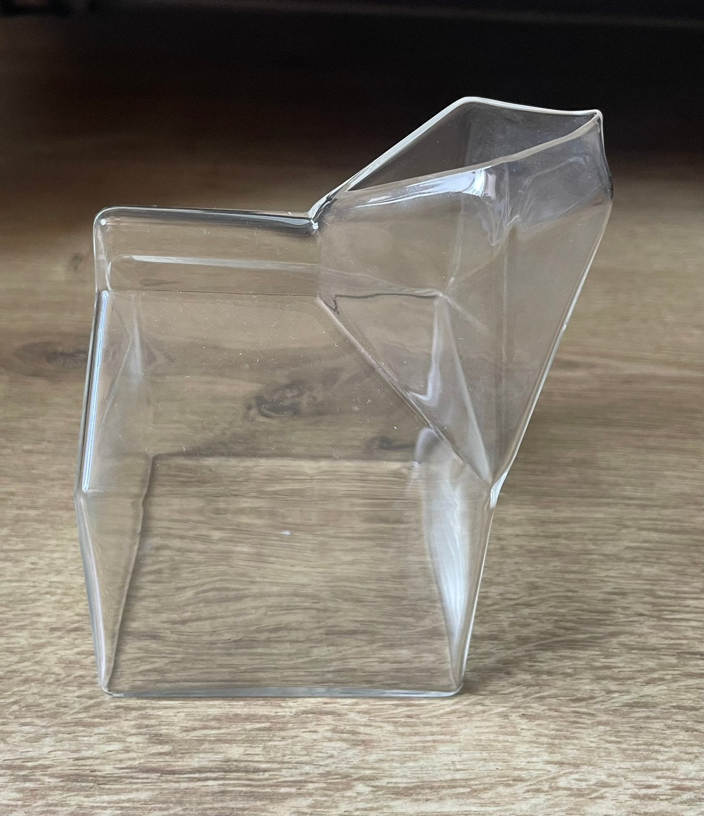 Glazen melkpak vaas melkkan design, Verzenden, Zo goed als nieuw, Overige kleuren, Glas
