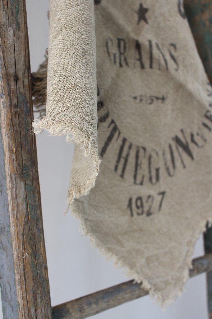 Stoere shabby linnen doek Grains 45 x 45 *Pronck & Praal*, Brocante, Nieuw, Ophalen of Verzenden, Beige