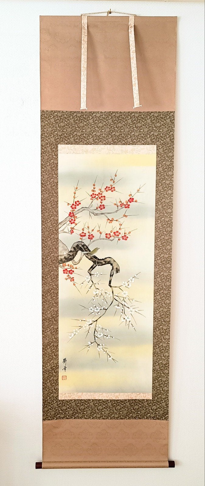 Japanse scroll Rolschildering Pruimenbloesem, Antiek en Kunst, Ophalen of Verzenden