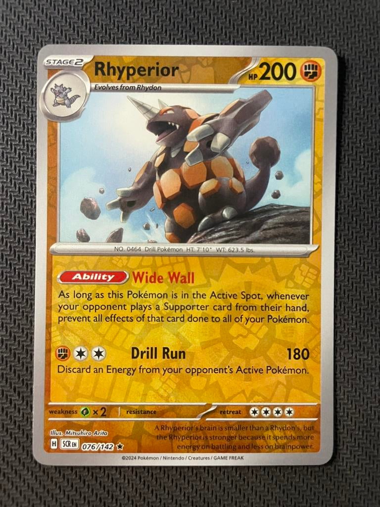 Rhyperior 076/142 Rare Reverse Holo Stellar Crown Packfresh, Ophalen of Verzenden, Zo goed als nieuw