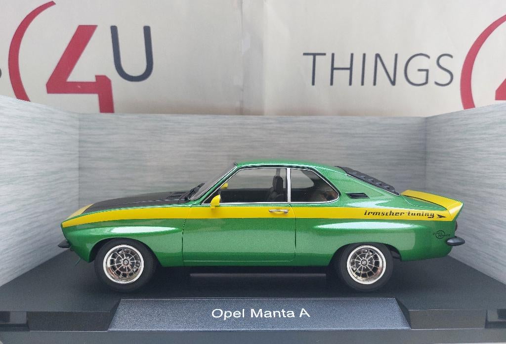 MCG 1:18 Opel Manta A Irmscher groenmetallic/geel nieuw, Ophalen of Verzenden, Nieuw, Auto, Overige merken