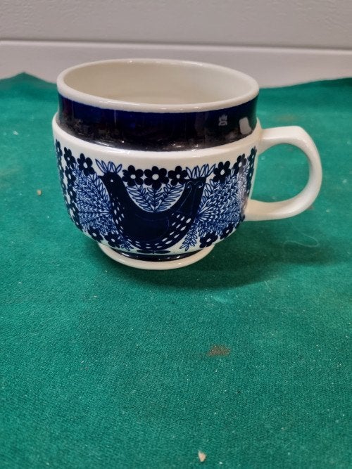 theekop mok blauw wit arabia finland, Ophalen of Verzenden