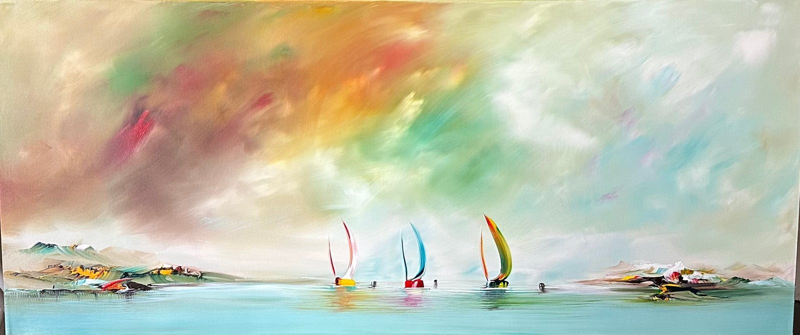 Gena G.- Sailing- Handgeschilderd- Uniek- XXL, Ophalen of Verzenden