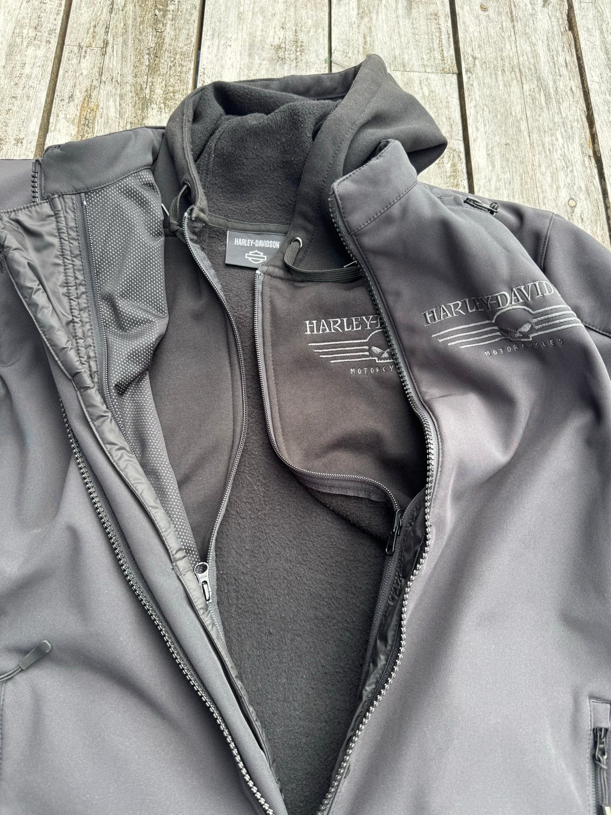 Harley Davidson Willie G jas maat XL met uitneembare hoodie, Motoren, Ophalen, Tweedehands, Jas | textiel