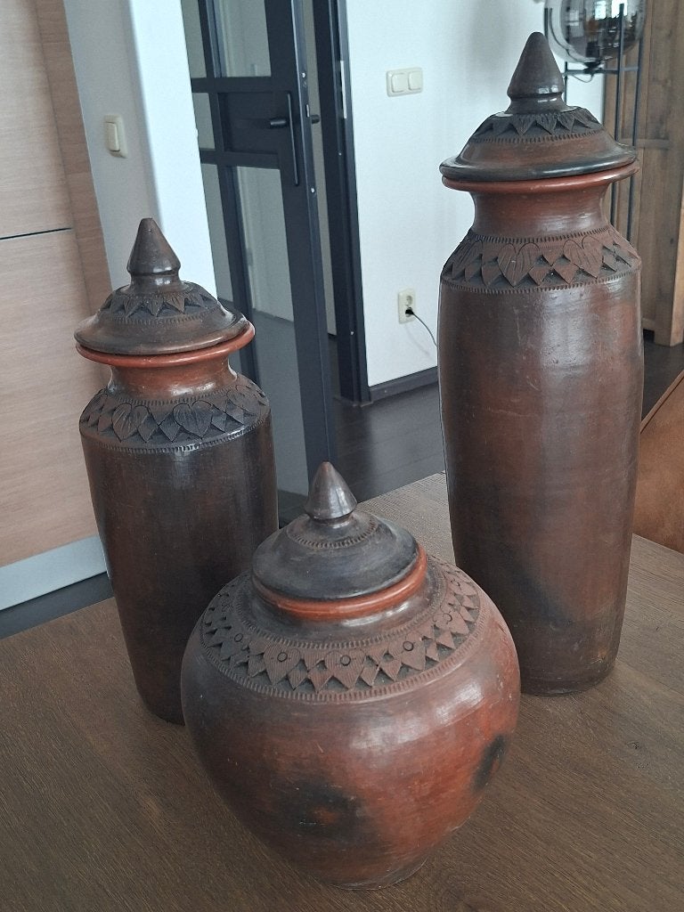 3 Bruine Vazen, Antiek en Kunst, Ophalen of Verzenden
