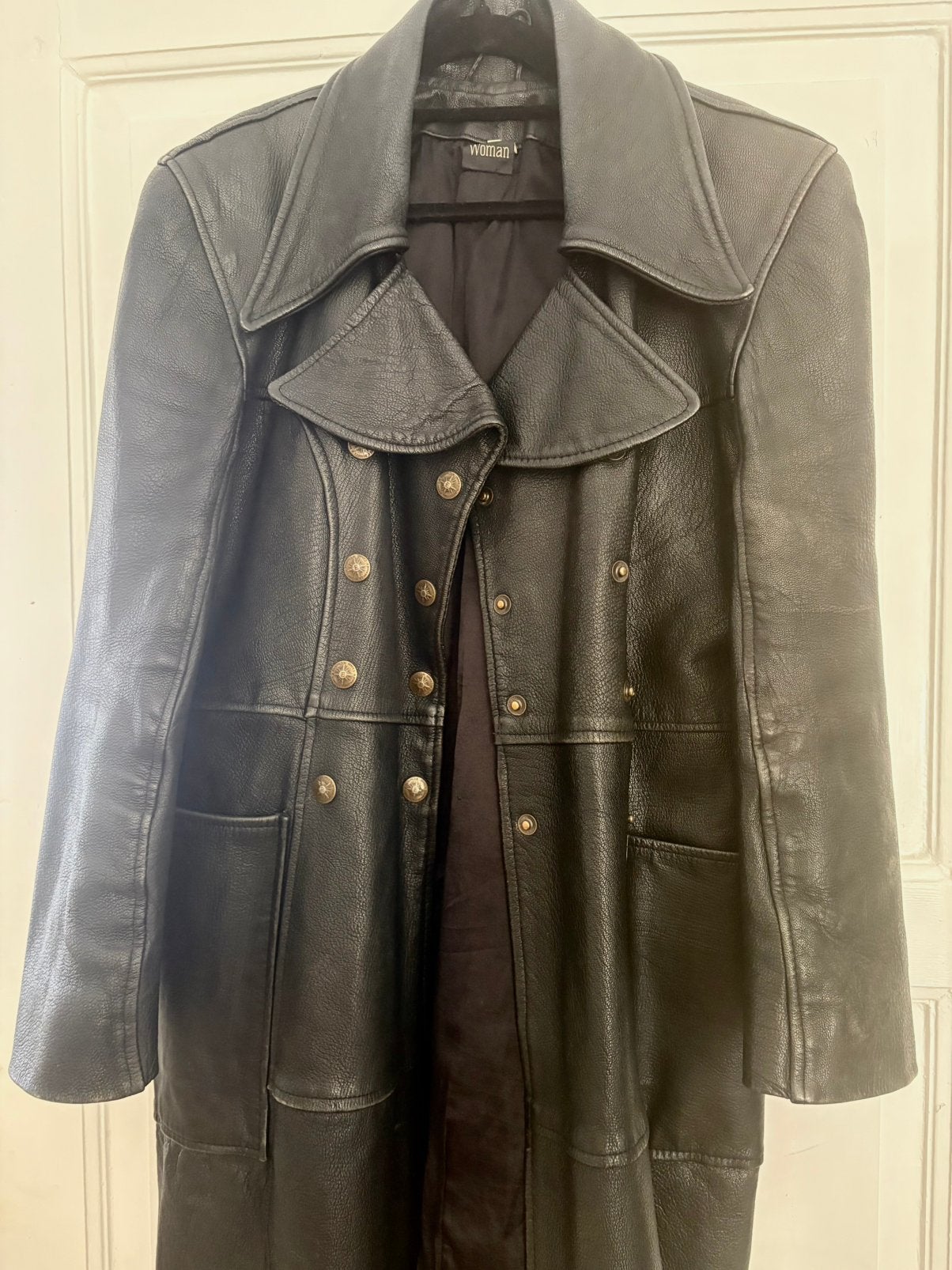 Vintage premium leren trenchcoat, Ophalen of Verzenden, Zo goed als nieuw, Maat 36 (S), Zwart
