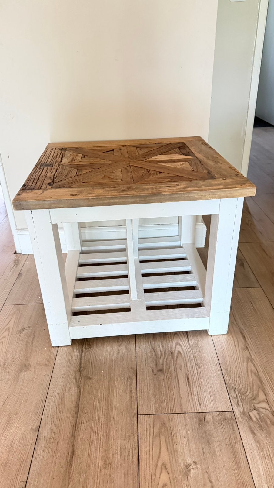 Mooie originele salontafel riviera maison, Ophalen, Gebruikt, 50 tot 100 cm, Vierkant