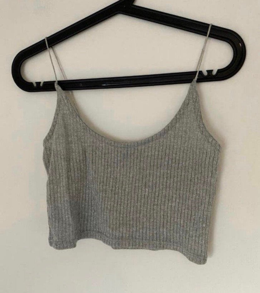 Spaghetti bandjes top, grijs. Maat m, Maat 38/40 (M), Verzenden, Zo goed als nieuw, Zonder mouw