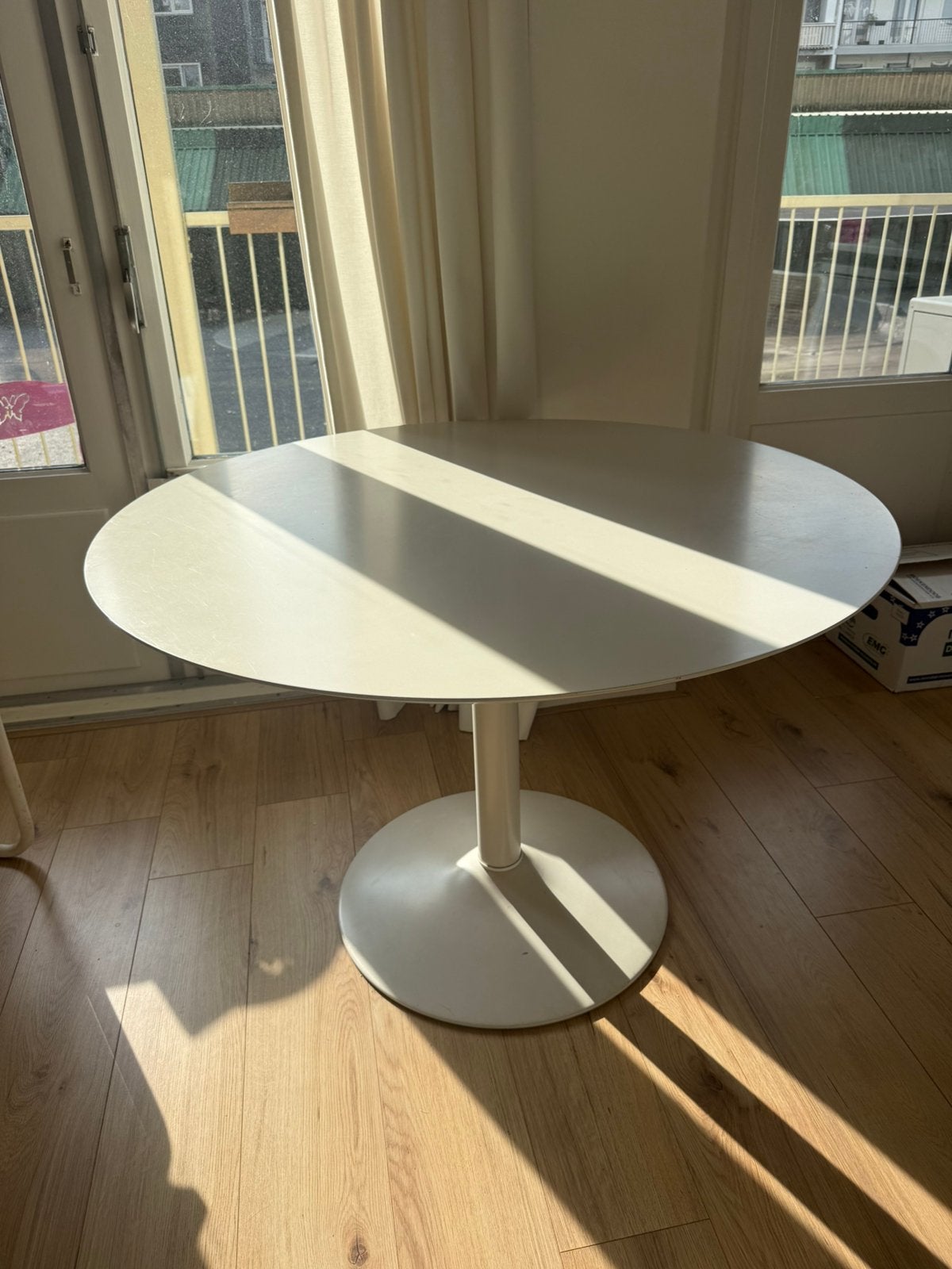 Witte ronde eettafel 110 cm, Ophalen, Kunststof, Gebruikt, Rond