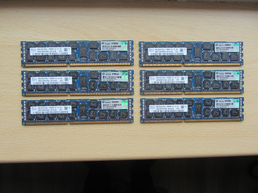 6x Hynix 8GB PC3-10600 DDR3-1333MHz ECC Registered CL9, Computers en Software, 1333 MHz, Server, 8 GB, DDR3