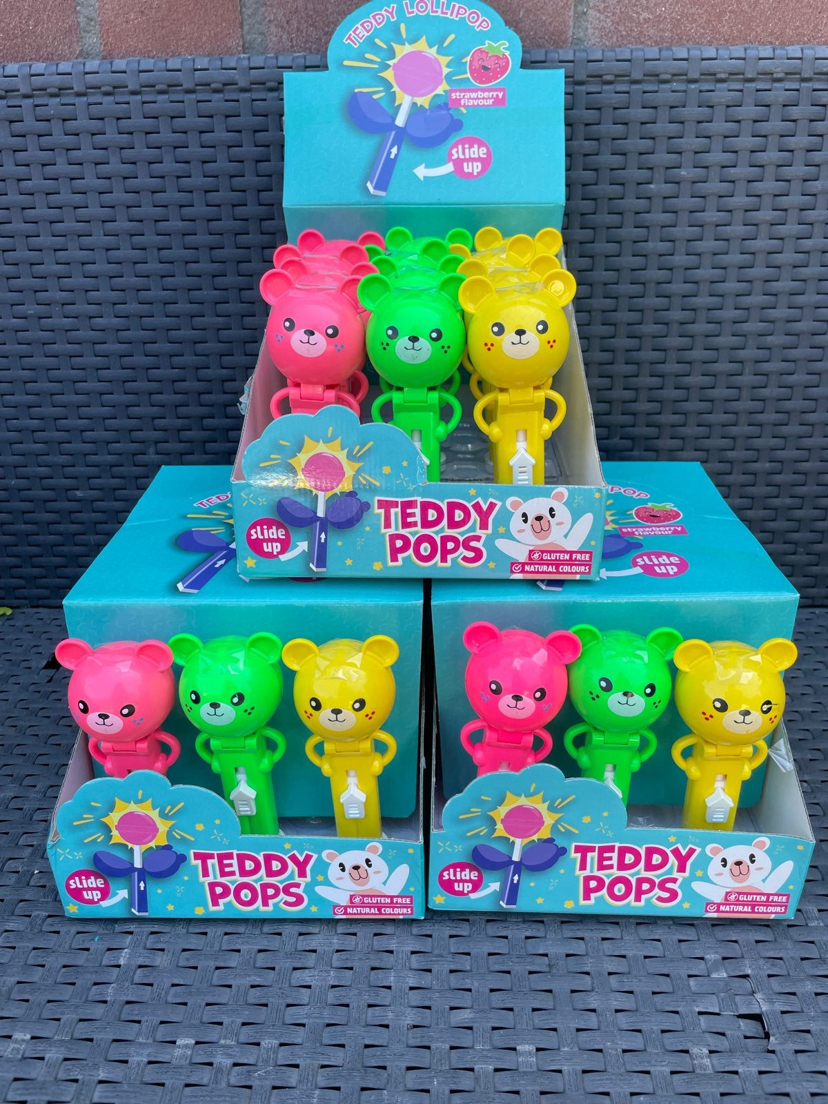 27 Dozen Teddy Pops Lolly's - Glutenvrij & Natuurlijke Kleur, Kinderen en Baby's, Speelgoed | Overig, Ophalen, Nieuw, Jongen of Meisje
