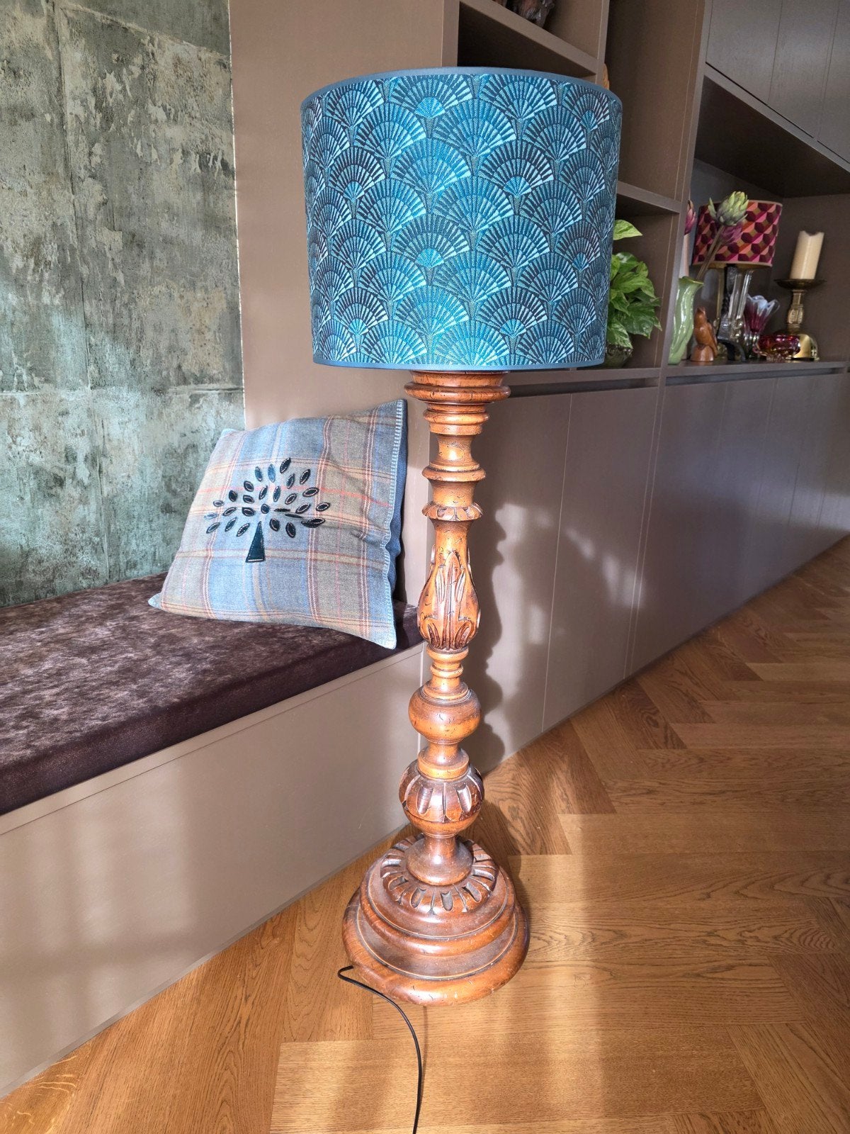 Hotel Chique Vloerlamp – Nieuwe Turquoise Kap., Huis en Inrichting, Ophalen, 100 tot 150 cm, Hotel Chique Eclectisch Art Nouveau Deco