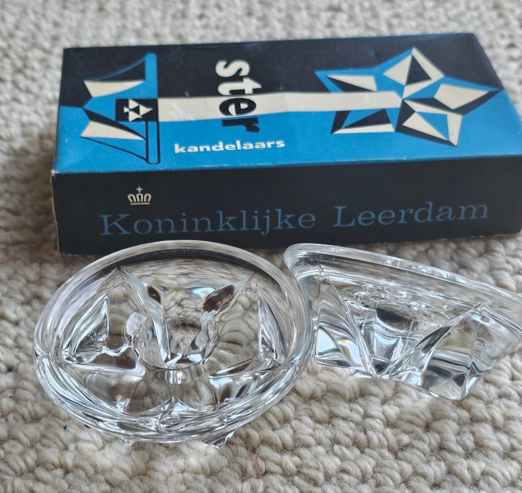 Koninklijke Leerdam 'Ster' kandelaars in originele doos, Ophalen of Verzenden