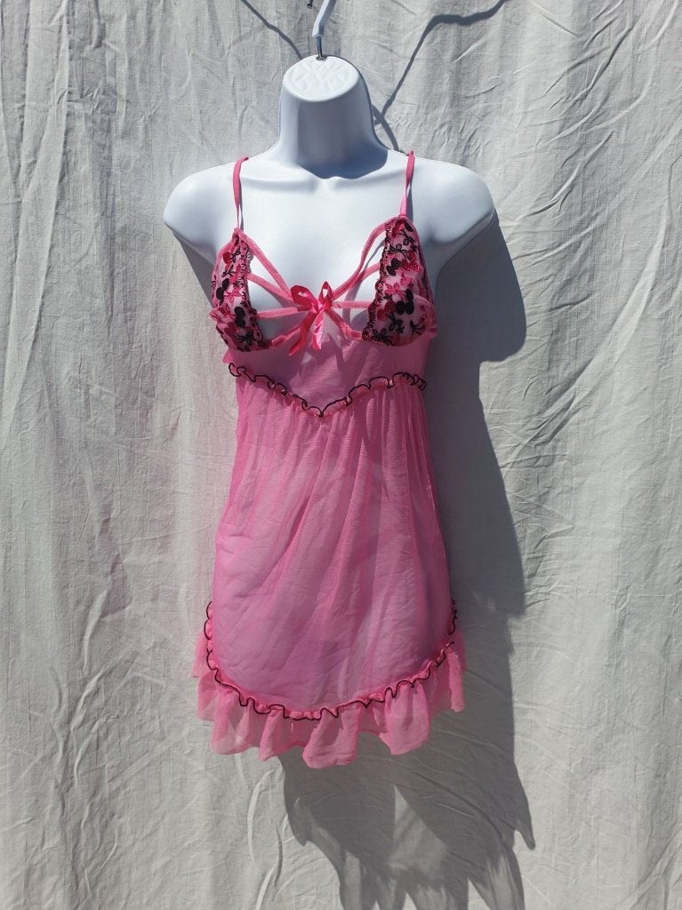 heel mooi roze zwart neglige. Mt M, ., Ophalen of Verzenden, BH, .