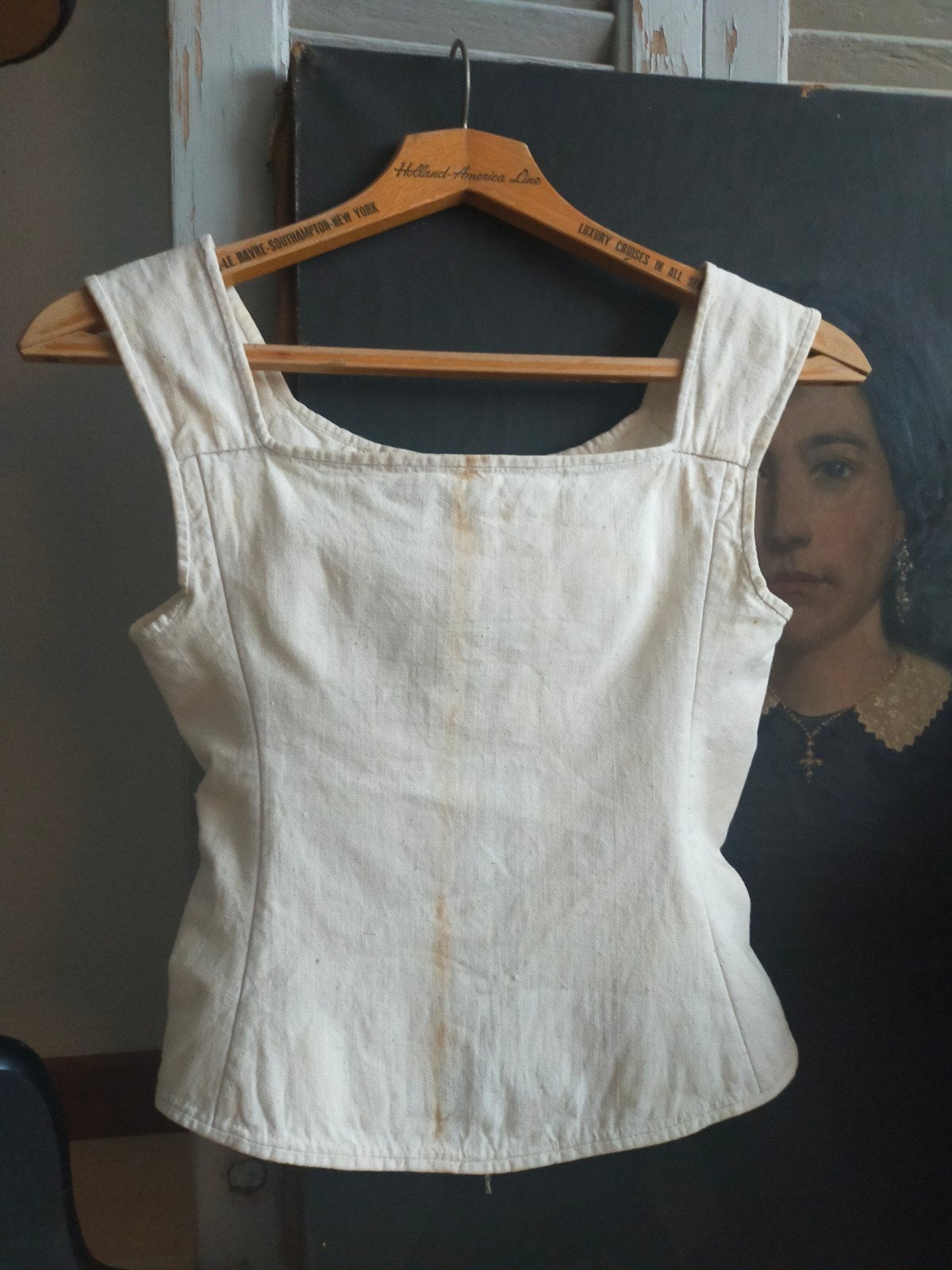 Antiek katoenen corset lijfje 1810-1830 Regency stays, Antiek en Kunst, Antiek | Kleding en Accessoires, Ophalen of Verzenden