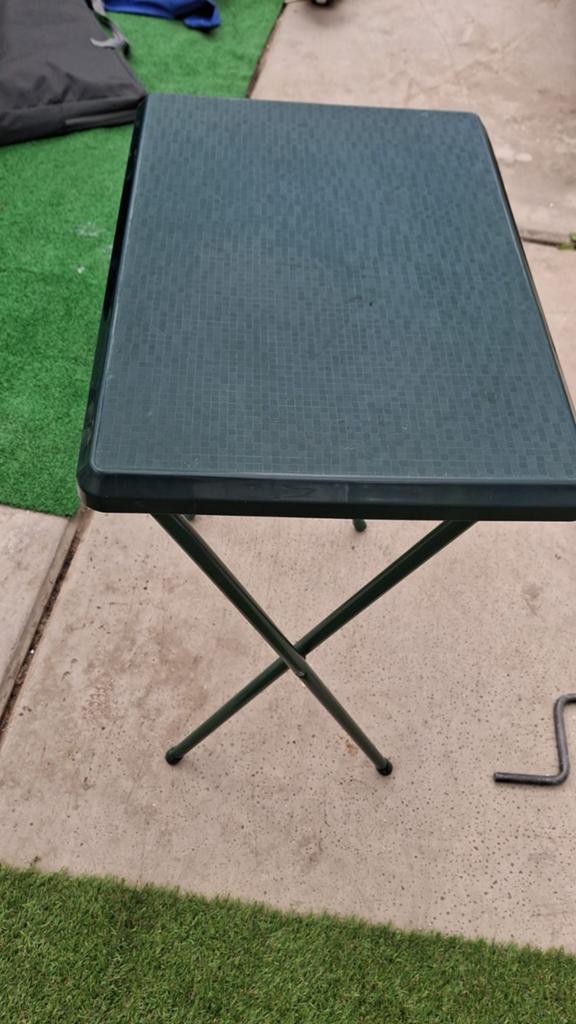 Handige groene bijzettafel voor BBQ of camping (35x50x74cm), Ophalen, Gebruikt, 60 cm of meer, Rechthoekig