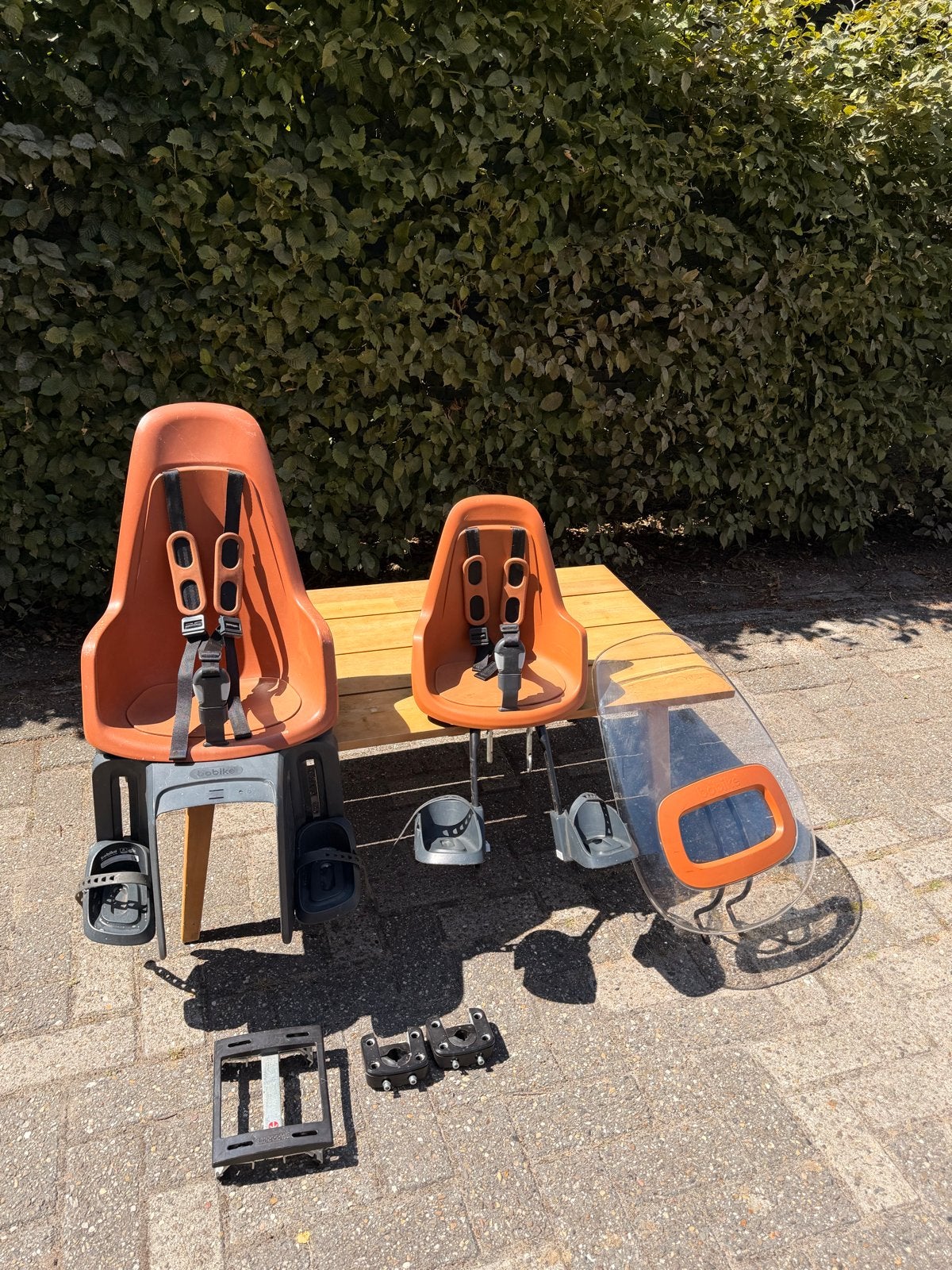 Bobike fietszitjes set (voor- en achter) met windscherm, Fietsen en Brommers, Ophalen, Achterzitje, 9 t/m 18 kg, Gebruikt