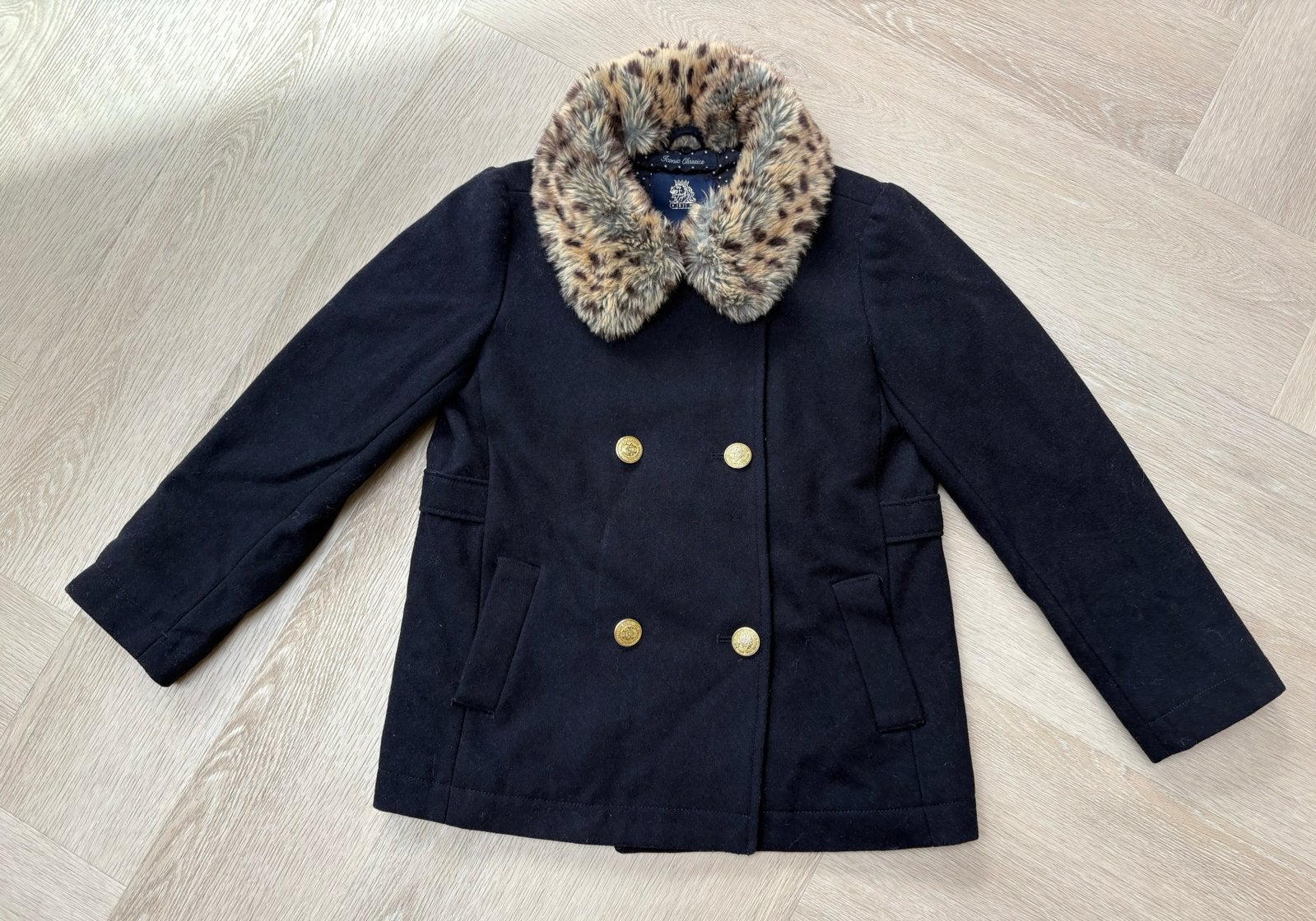 McGregor peacoat wollen mantel jas met luipaardkraag 140, Ophalen of Verzenden, Zo goed als nieuw, Meisje, Jas