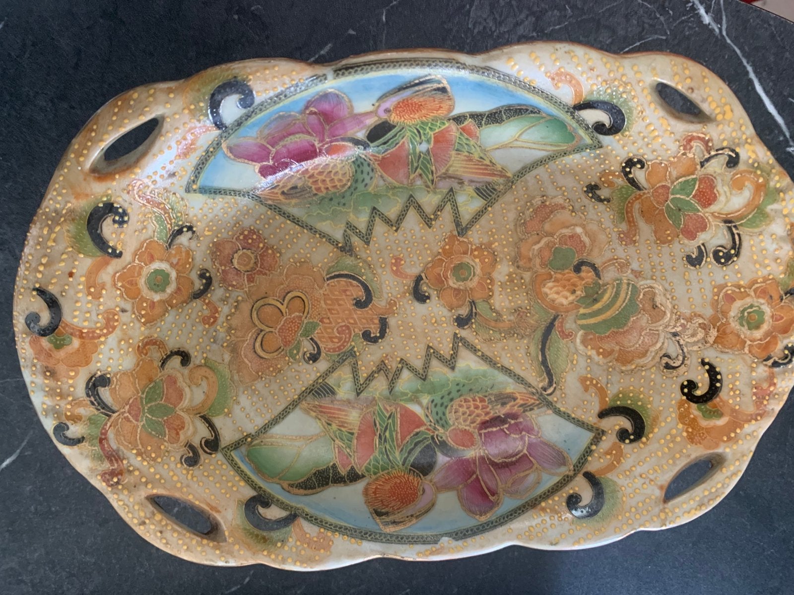Satsuma porseleinen serveerschaal, Antiek en Kunst, Antiek | Keramiek en Aardewerk, Ophalen of Verzenden