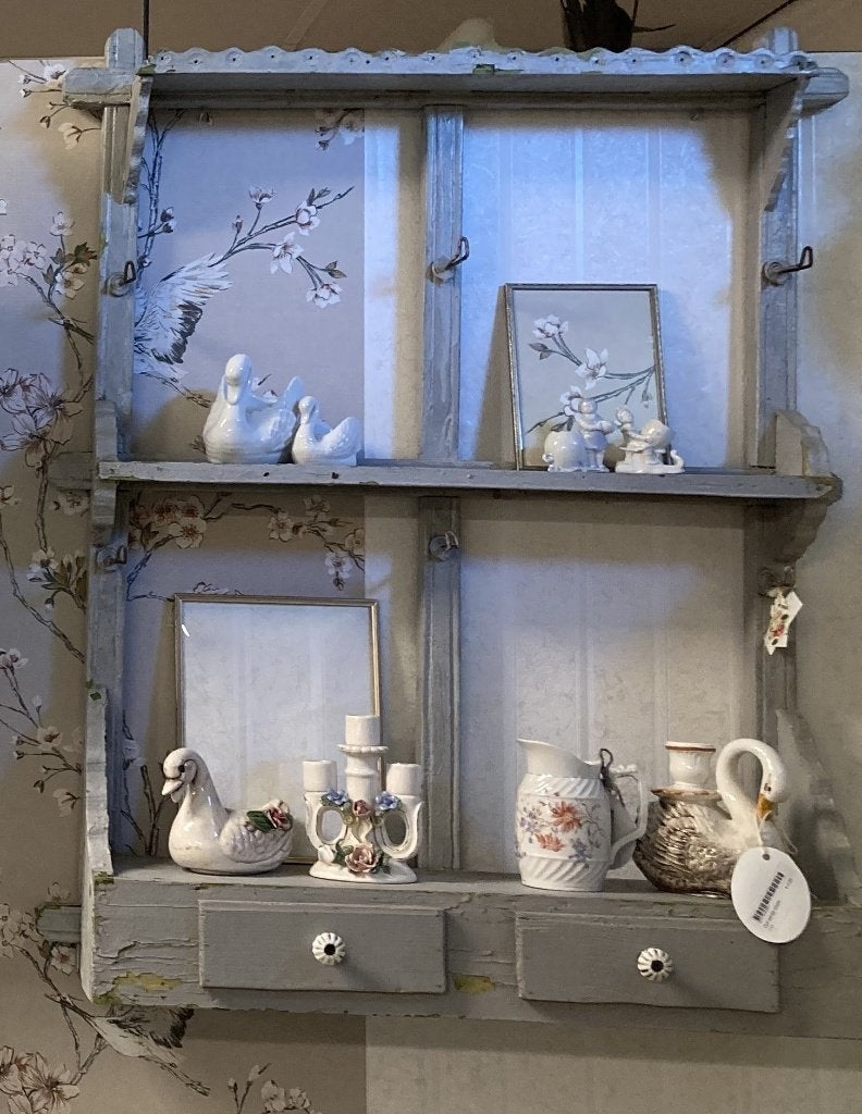 Brocante oud houten rek - rekje - wandrek - regaal., Antiek en Kunst, Ophalen