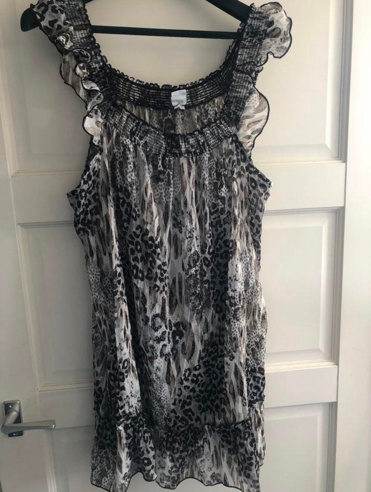 MS Mode voile tuniek dierenprint maat 52, Beige, Maat 46/48 (XL) of groter, Ophalen of Verzenden, Zo goed als nieuw