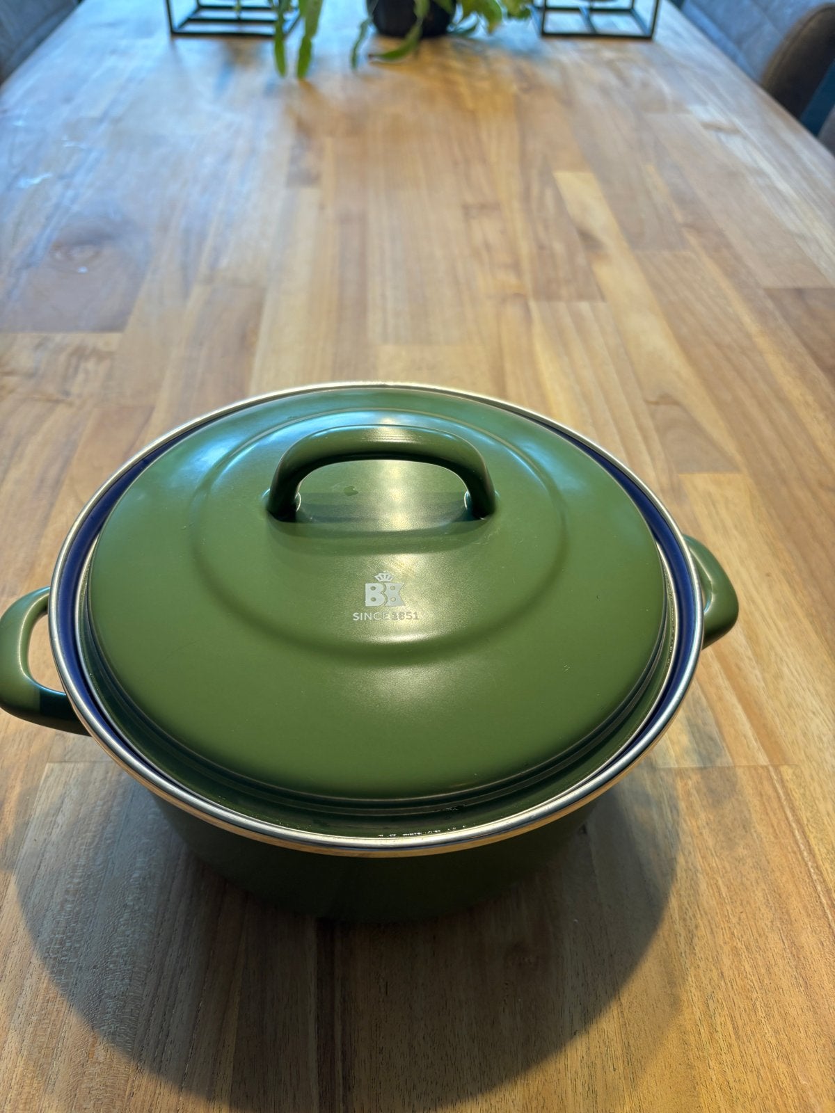 BK Indigo stoofpot / braadpan reseda groen 22 cm 3,3 liter, Braadpan, Met deksel, BK, Ophalen of Verzenden