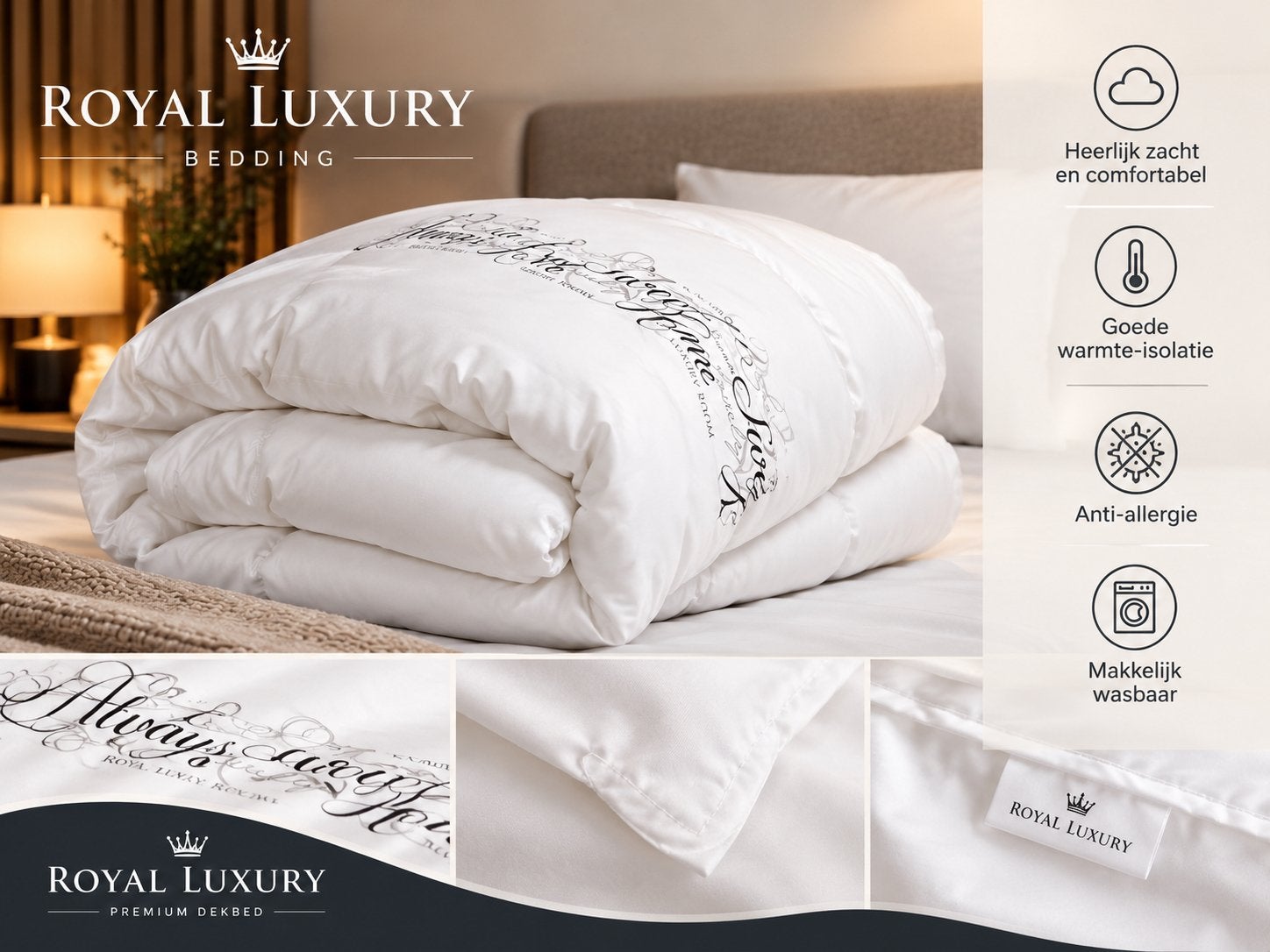 Nieuw Royal Luxury Dekbed - Heerlijk zacht en anti-allergisc, Ophalen of Verzenden, Nieuw, Wit, Deken of Dekbed