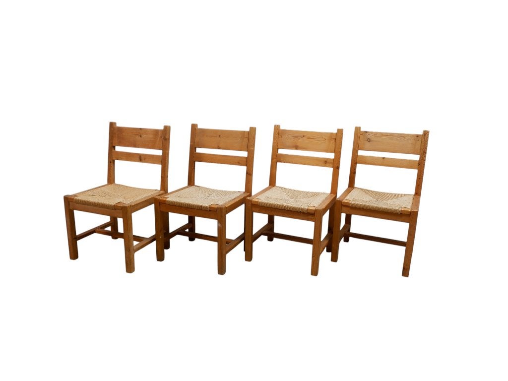 Set van 4 Deense stoelen Tage Poulsen, Ophalen, Gebruikt, Bruin, Brutalist, scandinavisch