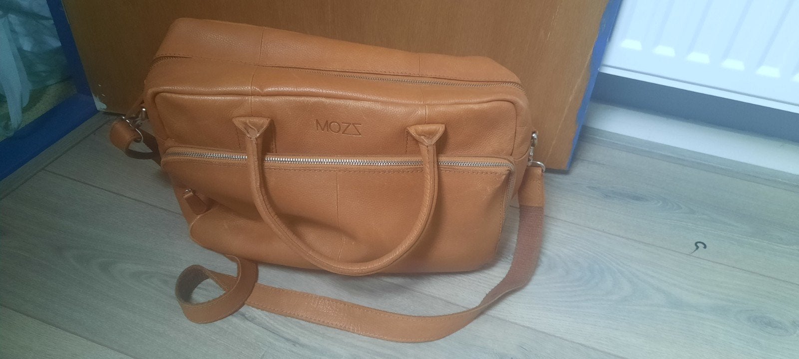 Stijlvolle Mozz luiertas van bruin leer, Verzorgingstas, Bruin, Gebruikt, Mozz