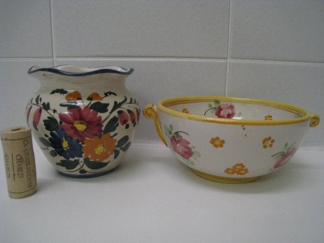 Kom + potje van zelfde set, Italiaans design, Huis en Inrichting, Keuken | Servies, Ophalen, Aardewerk, Overige stijlen, Bord(en)