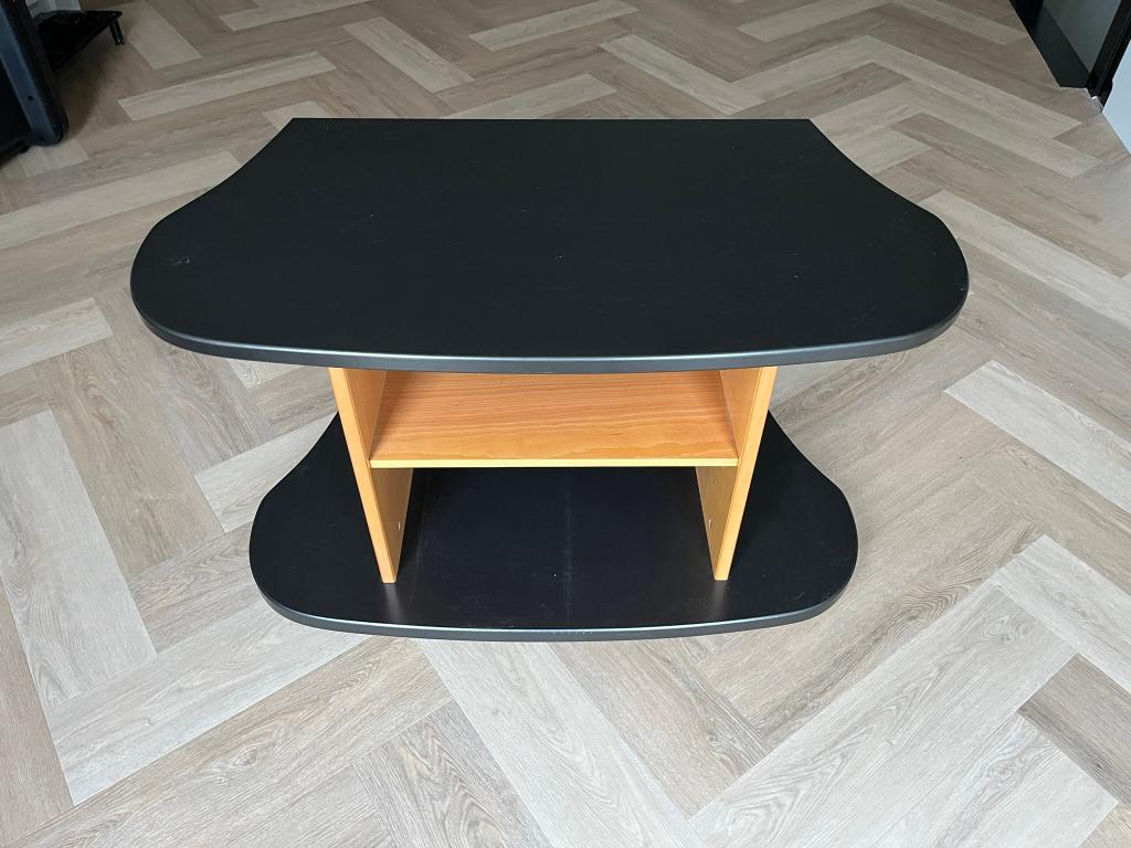 TV meubel op wieltjes | matzwart & eikenhout, Huis en Inrichting, Kasten | Televisiemeubels, Ophalen, Gebruikt, Eikenhout, 50 tot 100 cm