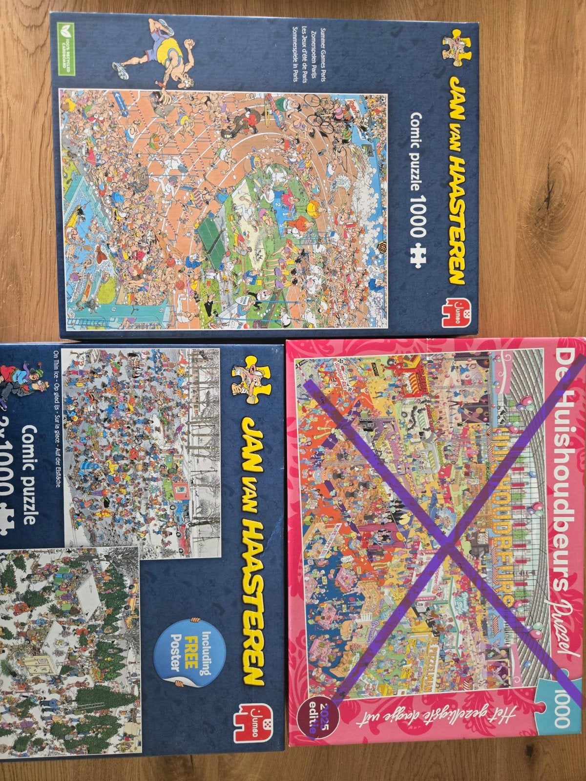 Van Haasteren puzzels Zomerspelen en op dun ijs 1000st, Ophalen, 500 t/m 1500 stukjes, Zo goed als nieuw