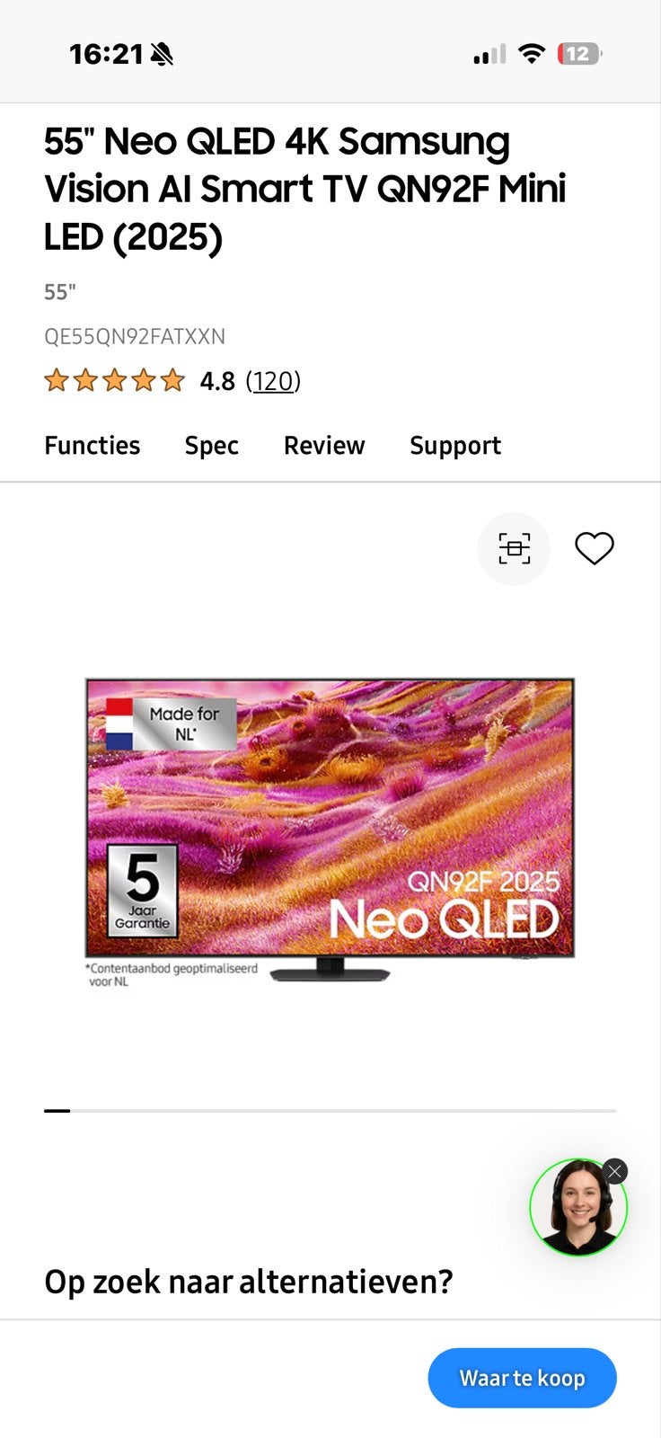 Samsung 55" Neo QLED 4K Smart TV QN92F Mini LED (2025), Ophalen, QLED, Nieuw, 120 Hz
