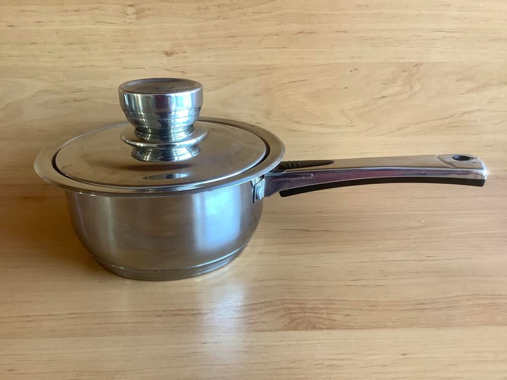 Zware kwaliteit steelpan met deksel roestvrijstaal, Ophalen of Verzenden, Gebruikt, Rvs