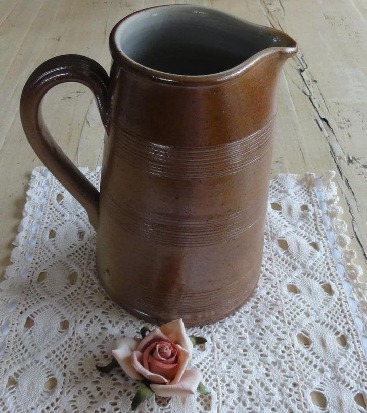 Franse brocante gres kan bruin, Ophalen of Verzenden