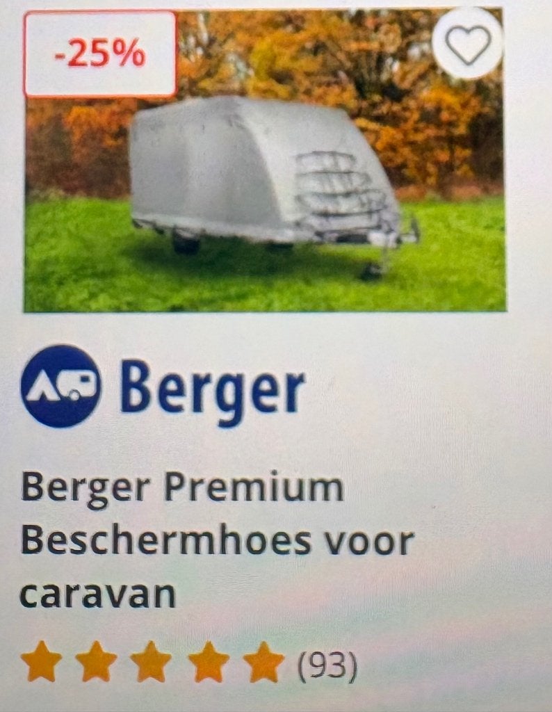 Berger Premium beschermhoes voor caravan, Caravans en Kamperen, Ophalen, Zo goed als nieuw