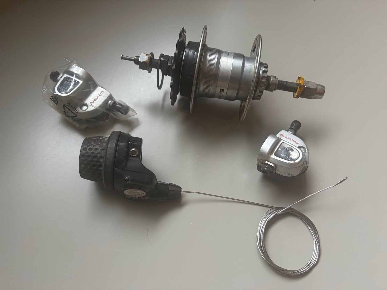 Shimano Nexus 3-speed naafversnelling onderdelen, Gebruikt, Staal, Ophalen of Verzenden, Derailleur of Ketting